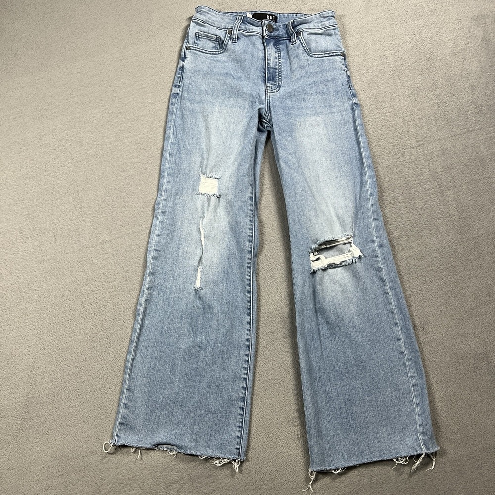 Kut From The‎ Kloth Jeans Womens 0 Fab Ab Wide Leg High Rise Distressed Boho